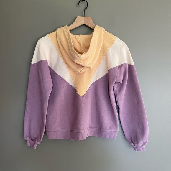 SEZANE‎ Tess Hooded Sweatshirt Size XXS Mauve Purple Yellow Chic French Pullover - Picture 11 of 16